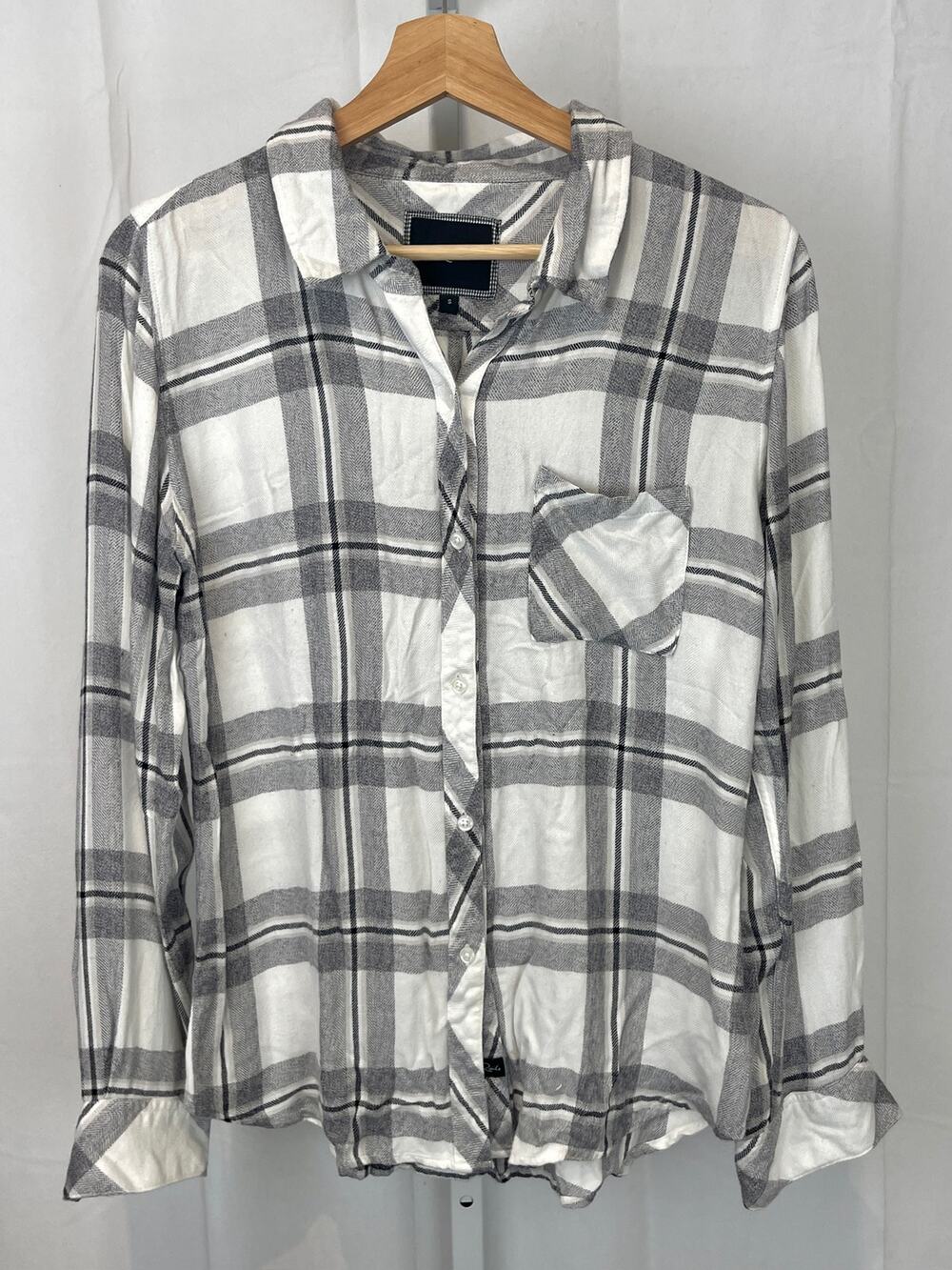 RAILS Hunter Plaid Long Sleeve Button Up Shirt White Gray Size S